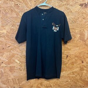 100% Cotton - Vintage 1996 Harley-Davidson Black Shirt with 3 Buttons - Size L
